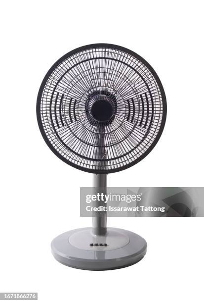 gray electric fan isolated on a white background - electric fan stockfoto's en -beelden
