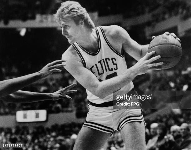 American basketball player Larry Bird, Boston Celtics small forward, during an NBA match, United States, January 1984.