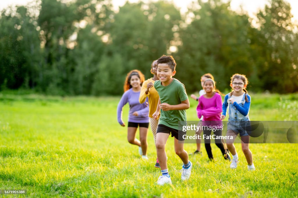 Children Running Outdoors