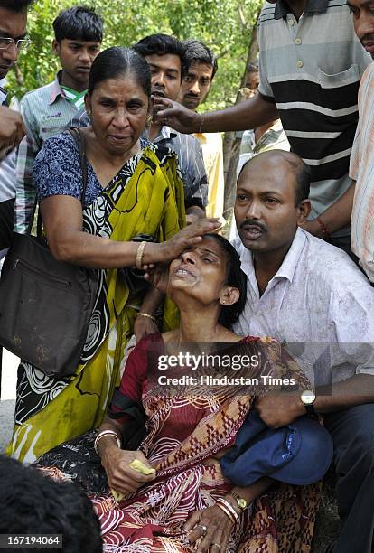 The distraught agents and investors of a chit fund company Saradha group protest against Group's chairman Sudipta Sen and demanding his arrest at...