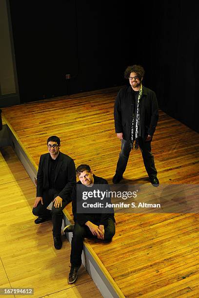 Composers and musicians David Little, Ted Hearne and Matt Marks are photographed for Los Angeles Times on April 6, 2013 in Brooklyn, New York.