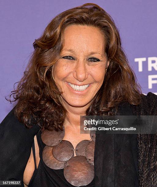 Designer Donna Karan attends the screening of "Inside Out: The People's Art Project" during the 2013 Tribeca Film Festival at SVA Theater on April...