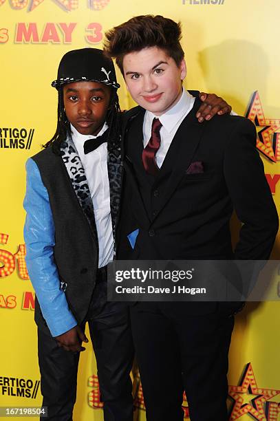 Akai and Theo Stevenson attend the UK premiere of 'All Stars' at The Vue West End on April 22, 2013 in London, England.