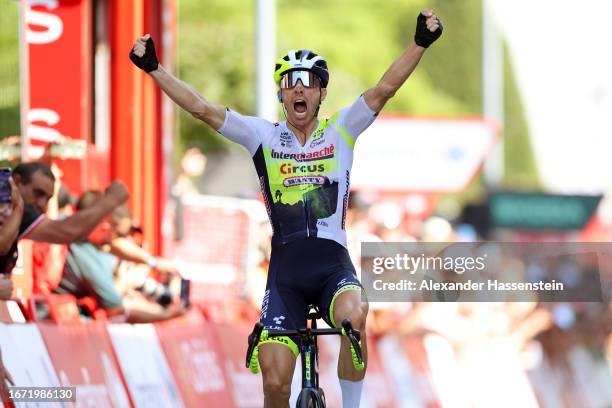 Rui Costa of Portugal and Team Intermarché - Circus - Wanty celebrates at finish line as stage winner during the 78th Tour of Spain 2023, Stage 15 a...