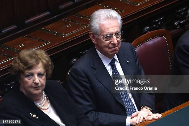 Italian Prime Minister Mario Monti and Minister of Interior Anna Maria Cancellieri attend the inauguration of the newly reelected President Giorgio...