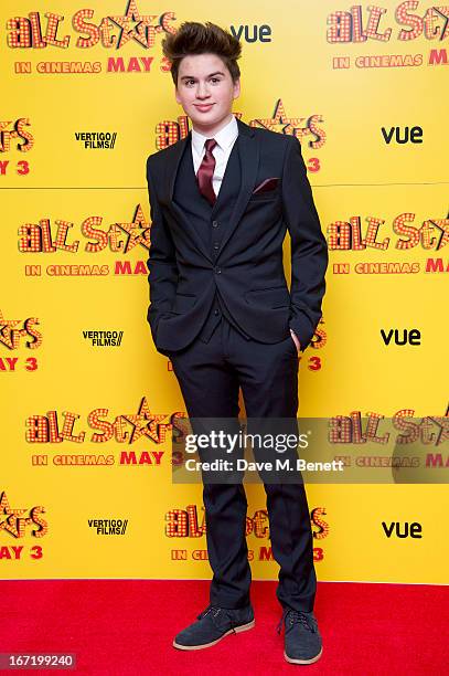 Theo Stevenson attends the UK Premiere of 'All Stars' at Vue West End on April 22, 2013 in London, England.