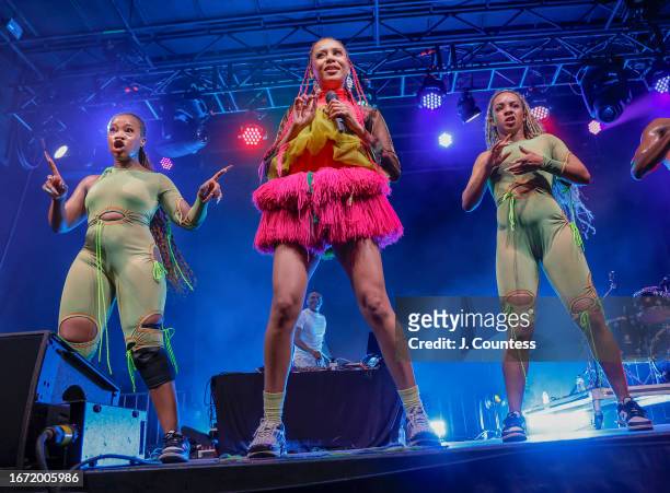 Singer/rapper Sho Madjozi performs at the Festival Street Music Stage on September 09, 2023 in Toronto, Ontario.