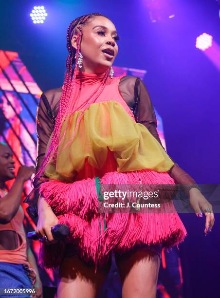 Singer/rapper Sho Madjozi performs at the Festival Street Music Stage on September 09, 2023 in Toronto, Ontario.