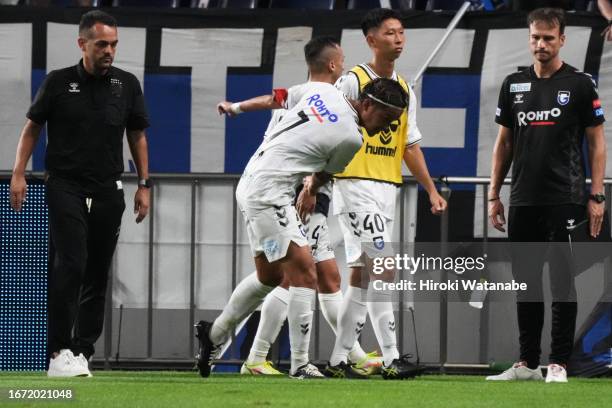 Takashi Usami of Gamba Osaka show dejection after the J.LEAGUE YBC Levain Cup quarter final second leg match between Urawa Red Diamonds and Gamba...