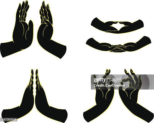 buddhas hand collection - buddha stock illustrations