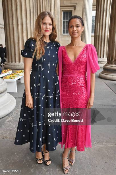 Charity Wakefield and Gugu Mbatha-Raw attend the Erdem show during London Fashion Week September 2023 at The British Museum on September 17, 2023 in...