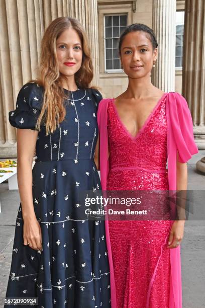 Charity Wakefield and Gugu Mbatha-Raw attend the Erdem show during London Fashion Week September 2023 at The British Museum on September 17, 2023 in...