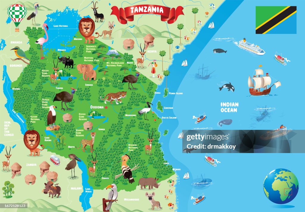 Tanzânia Cartoon Mapa