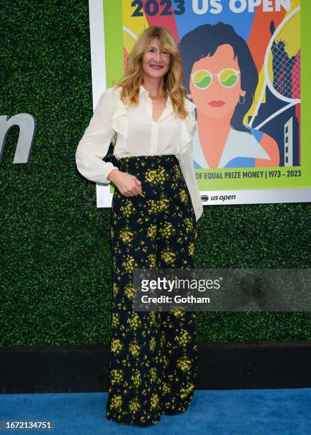 Laura Dern is seen at the Final game with Coco Gauff vs. Aryna Sabalenka at the 2023 US Open Tennis Championships on September 09, 2023 in New York...