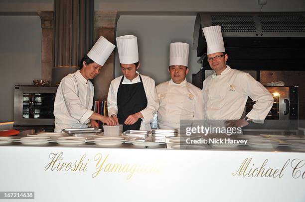 Andrew Fairlie and Chefs attend as Relais & Chateaux present 'Diner Des Grands Chefs London 2013'>> at The Old Billingsgate on April 22, 2013 in...