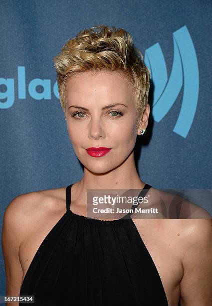 Actress Charlize Theron attends the 24th Annual GLAAD Media Awards at JW Marriott Los Angeles at L.A. LIVE on April 20, 2013 in Los Angeles,...