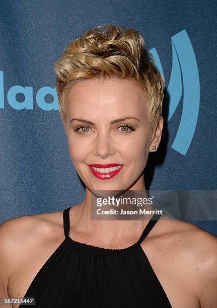 Actress Charlize Theron attends the 24th Annual GLAAD Media Awards at JW Marriott Los Angeles at L.A. LIVE on April 20, 2013 in Los Angeles,...
