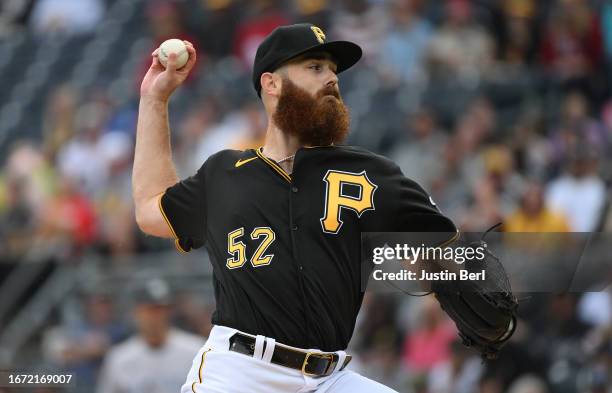 Colin Selby of the Pittsburgh Pirates delivers a pitch in the first inning during the game against the New York Yankees at PNC Park on September 17,...