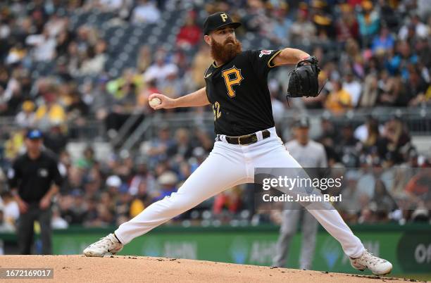 Colin Selby of the Pittsburgh Pirates delivers a pitch in the first inning during the game against the New York Yankees at PNC Park on September 17,...