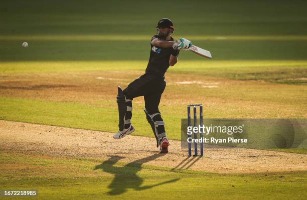 Daryl Mitchell of New Zealand bats during the 2nd Metro Bank One Day International match between England and New Zealand at The Ageas Bowl on...