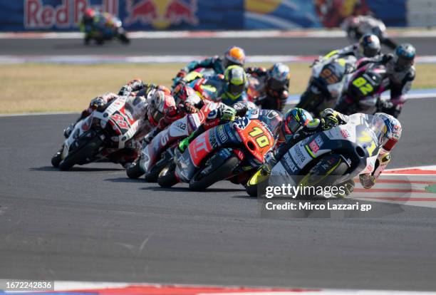 Ayumu Sasaki of Japan and Liqui Moly Husqvarna Intact GP leads the field during the Moto3 race during the MotoGP Of San Marino - Race at Misano World...