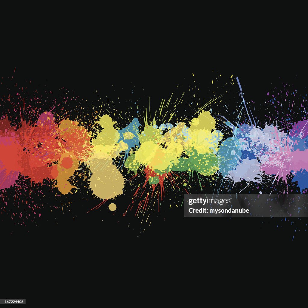 Vector colorful ink splashes background