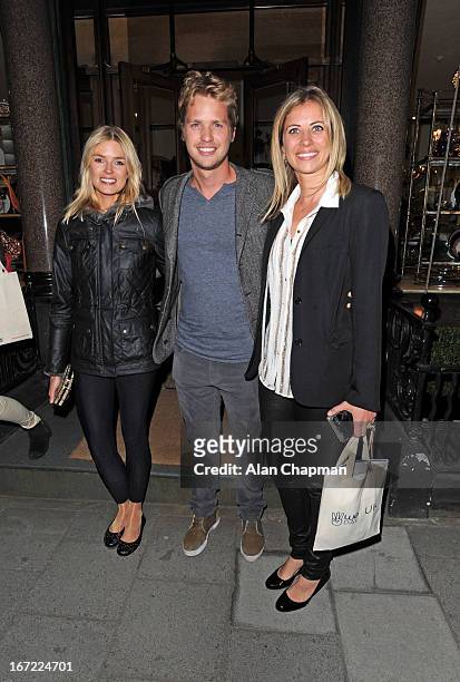 Isabella Branson, Sam Branson and Holly Branson sighting leaving the We Day Movement event at Thomas Goode & Co South Audley Street Mayfair on April...