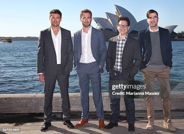 Karl Urban, Chris Pine, J.J. Abrams and Zachary Quinto at the "Star Trek Into Darkness" photo call on April 23, 2013 in Sydney, Australia.