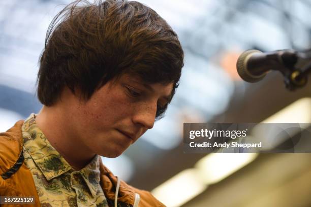 Singer-songwriter Lewis Watson performs for Station Sessions Festival 2013 at St Pancras Station on April 22, 2013 in London, England.