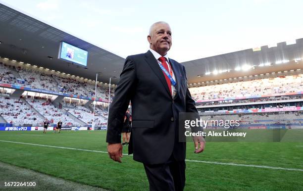 Warren Gatland, Head Coach of Wales, prior to the Rugby World Cup France 2023 match between Wales and Fiji at Nouveau Stade de Bordeaux on September...
