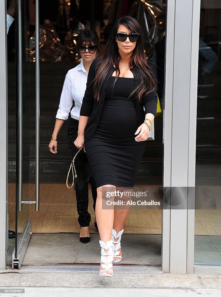 Kim Kardashian And Kanye West Sighting In New York City - April 22, 2013