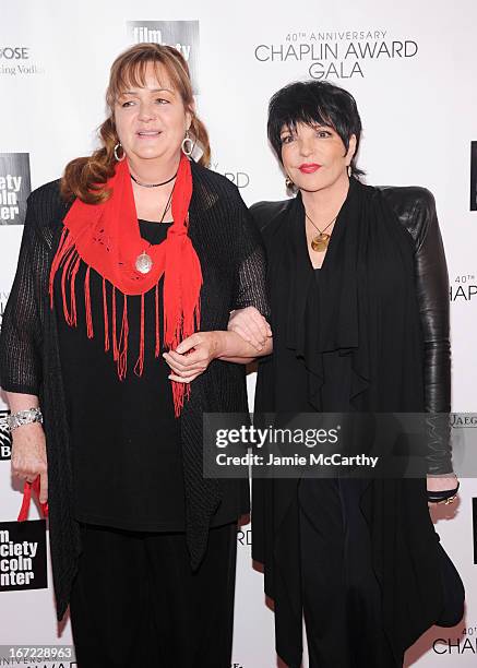 Tina Nina Minnelli and Liza Minnelli attend the 40th Anniversary Chaplin Award Gala at Avery Fisher Hall at Lincoln Center for the Performing Arts on...