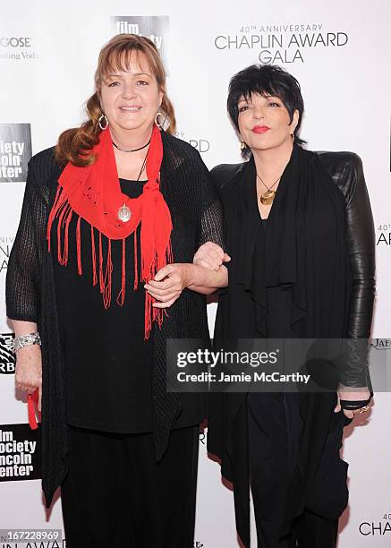 Tina Nina Minnelli and Liza Minnelli attend the 40th Anniversary Chaplin Award Gala at Avery Fisher Hall at Lincoln Center for the Performing Arts on...