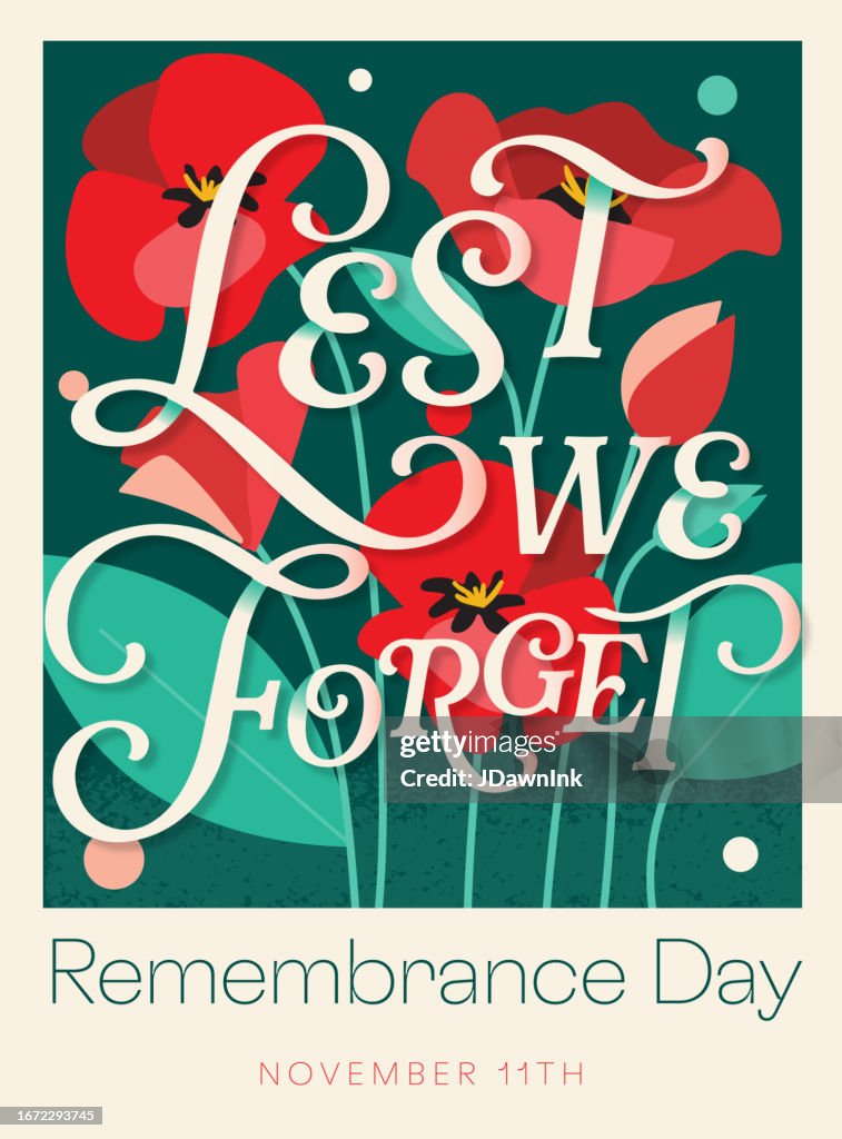 Remembrance Day Poster Design With Red Poppies And Elegant Lest We remembrance-day-poster-design-with-red-poppies-and-elegant-lest-we