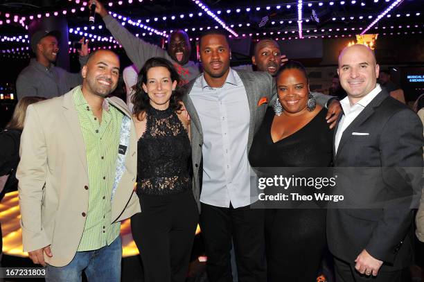 Michael Rose, Jenny Goldstock Wright, James Anderson, Isha Price, and Alan Sacks attend Driving Force Giving Circle Karaoke Kickoff Event at...