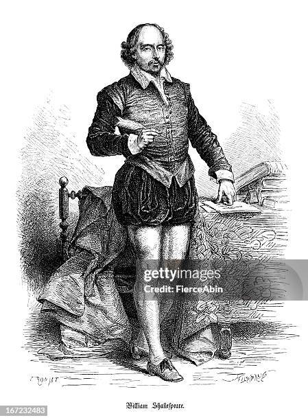 william shakespeare-alte gravur - william shakespeare stock-grafiken, -clipart, -cartoons und -symbole