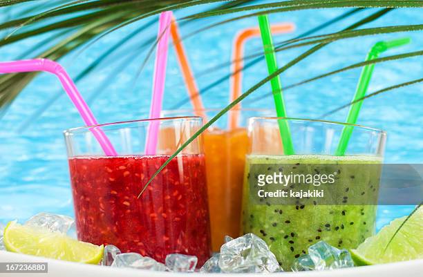 fruit smoothies - cold drink beach stock pictures, royalty-free photos & images