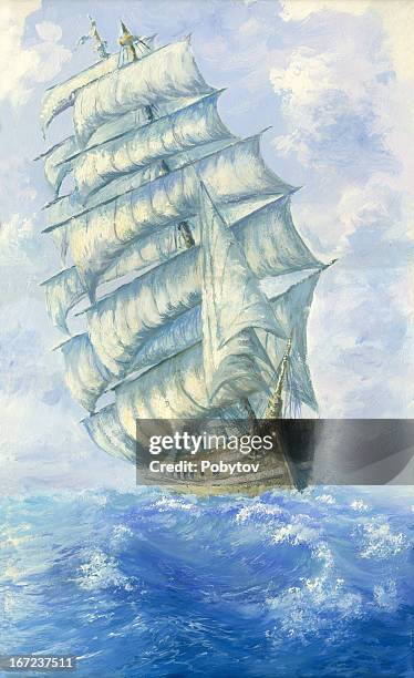 tall sailing ship - pirate painting stock illustrations