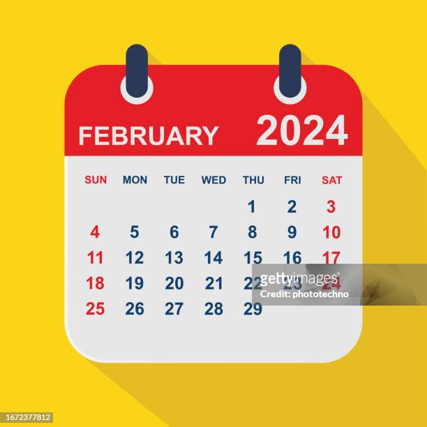 february 2024 calendar. calendar planner design template. week starts on sunday. business vector illustration - february stock illustrations