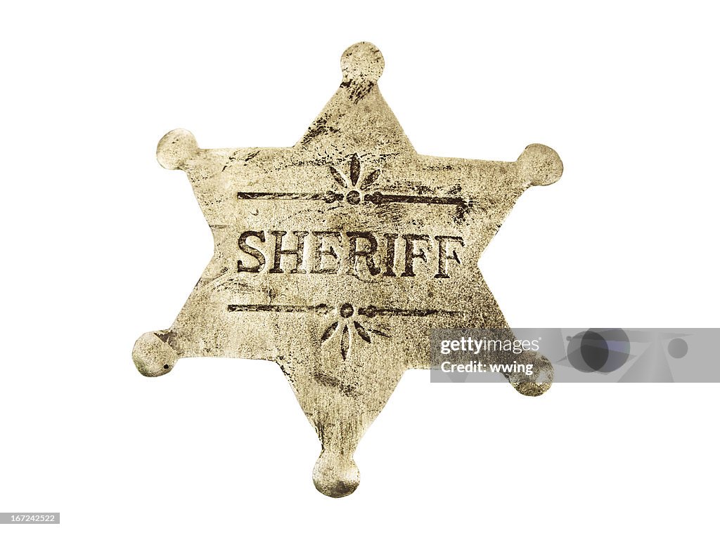 O xerife Crachá com Traçado de Recorte