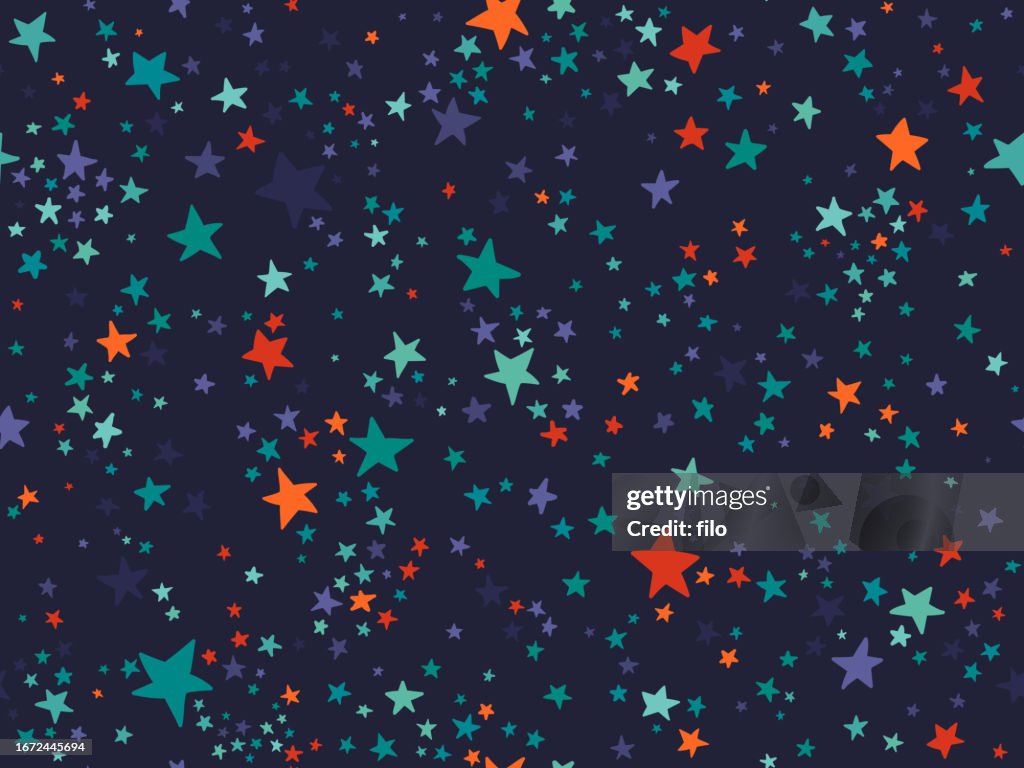 Seamless Space Drawn Stars Background