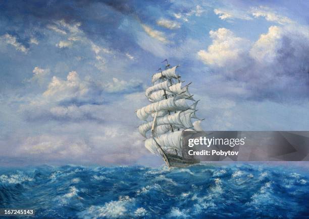 maritime adventure - pirate painting stock illustrations