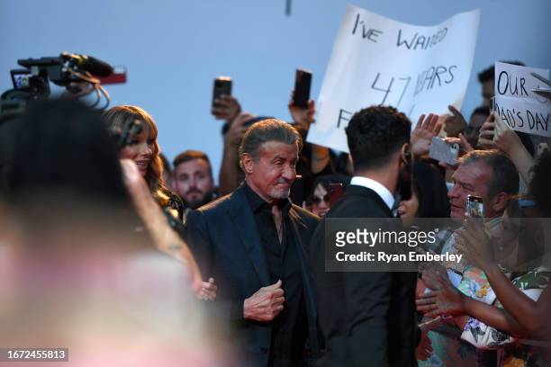 Sylvester Stallone attends Netflix's "Sly" world premiere during the Toronto International Film Festival at Roy Thomson Hall on September 16, 2023 in...