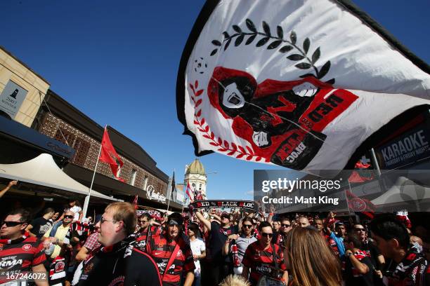 Wanderers fans shows their support during a Western Sydney Wanderers A-League Civic Reception on April 23, 2013 in Parramatta, Australia.