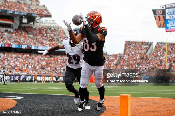 Cincinnati Bengals wide receiver Tyler Boyd attempts to catch the ball during the game against the Baltimore Ravens and the Cincinnati Bengals on...