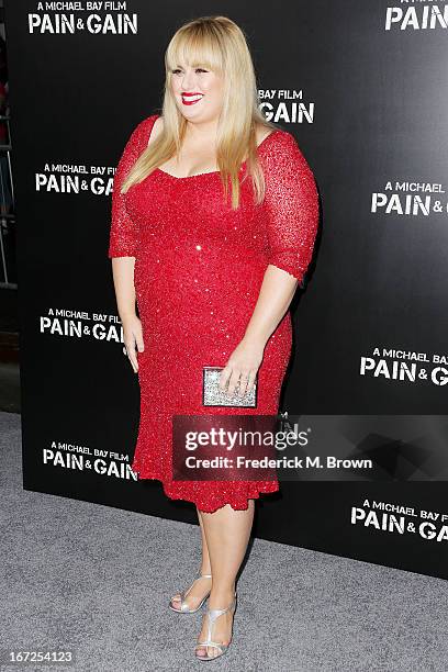 Actress Rebel Wilson attends the premiere of Paramount Pictures' "Pain & Gain" at the TCL Chinese Theatre on April 22, 2013 in Hollywood, California.