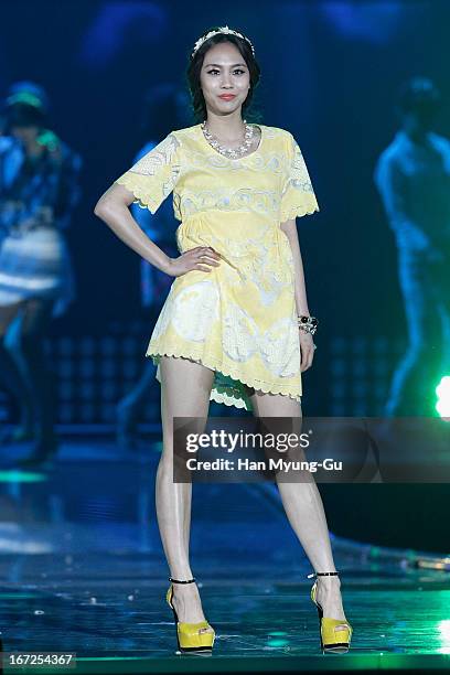 Fei of girl group Miss A showcases during day one of the K-Pop Collection at Olympic Gymnasium on April 20, 2013 in Seoul, South Korea.