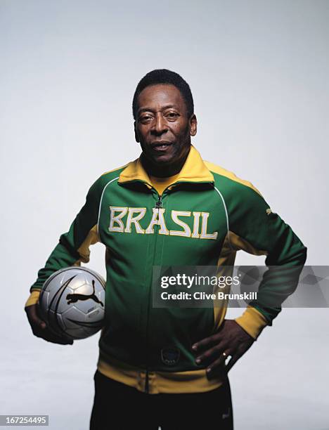 Footballing legend Pele is photographed on March 10, 2005 in Sao Paulo, Brazil.