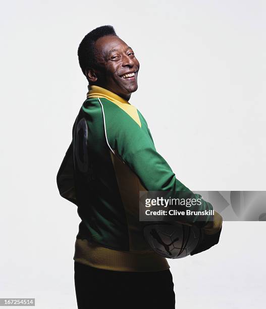 Footballing legend Pele is photographed on March 10, 2005 in Sao Paulo, Brazil.