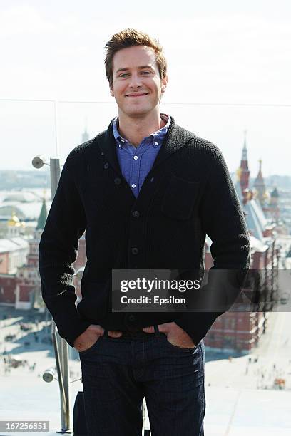 Actor Armie Hammer attends a photocall for Walt Disney Pictures' "Lone Ranger" at Ritz Carlton Hotel on April 2013 in Moscow, Russia. .